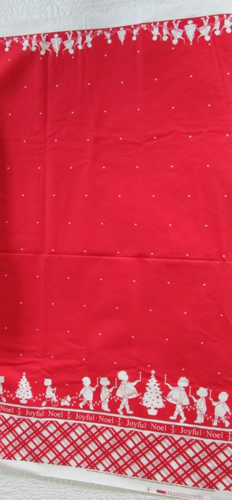 VTG Daisy Kingdom Fabric Red Christmas Silhouettes Border 4 Yards Joyful Noel