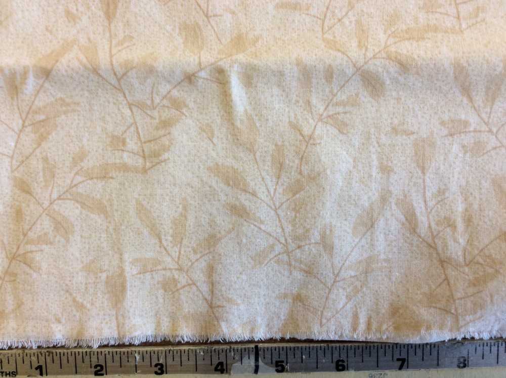 BEIGE WITH TONAL LEAVES-COTTON-75 INCH WIDE-3/4 YARD