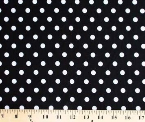 Original Design Matte’ Jersey White Polka Dots on Black Fabric Print D453.02