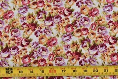 By 1/2 Yd, Red & Gold Floral on Cream Quilt Cotton, Jo-Ann, P3183