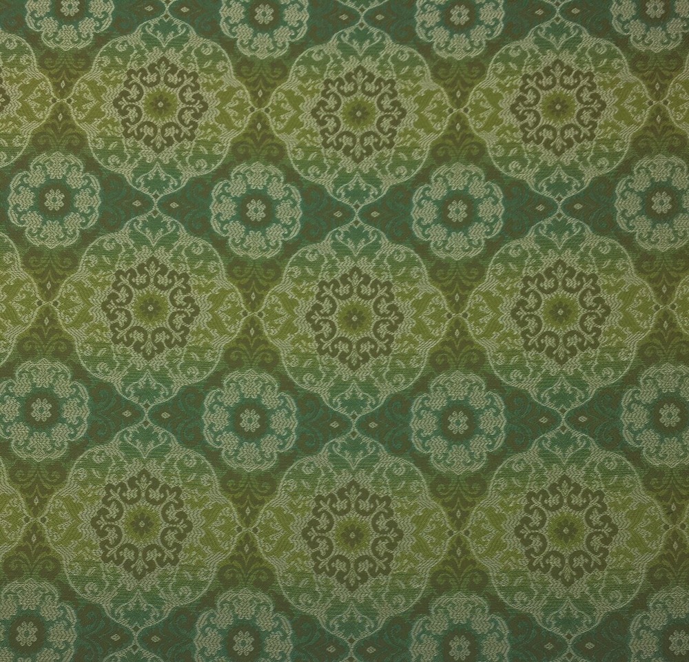 OUTDURA GYPSY SEA MOSS GREEN OUTDOOR INDOOR FLORAL MEDALLION FABRIC 2.1 YARDS