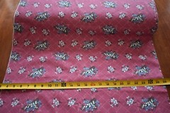 By 1/2 Yd, Vintage, Blue & White Floral on Dusty-Rose Quilt Cotton, B1242
