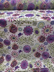 Lace Multicolor Embroidery Purple Floral Flowers Fabric By The Yard White Mesh