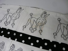 18 x 18 Black and White Dog Fabric w Coordinating 18 x 25 Paw Print Material