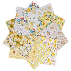 10 PCS 18×20 Inch Yellow Floral Fat Quarters Fabric Bundles Precut Cotton