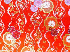 Japanese Kinran Brocade Fabric Sakura 4pcs Set 35×30cm Gold Traditional Kimono
