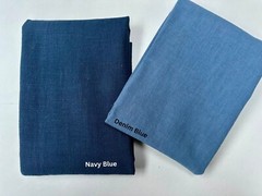 Stone Washed Plain Linen Fabric Soft Material Curtains Dress 55″ Wide Navy Blue