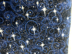 2018 Vtg 3 yd 45X108″ FABRIC TRADITIONS Navy Blue STARRY NIGHT Glitter Quilt SKY