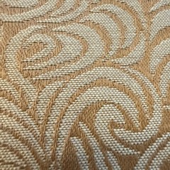 VTG Jacquard Abstract Swirl Scroll Upholstery Fabric Golden Caramel Ivory 98×54