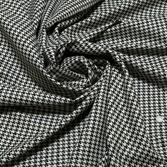 WOOL ACRYLIC BLENDED FABRIC WINTER JACKET COAT 13MM HOUNDSTOOTH BLACK WHITE 44’W