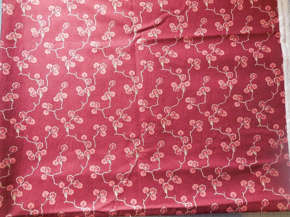 2.5 yd Andover Anne’s English Scrapbook Burgundy Red Floral 1800s Historic Repro