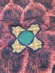 VASSILISA Green and Brown Silk Wolfs Print Extra Large Square Scarf