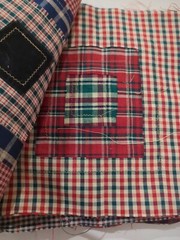 LOT of 20 Plaid Red Blue White Green Random sewn cotton fabric QUILT Blocks 6×6