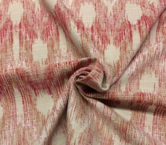 BALLARD DESIGNS VERETA RED CREAM IKAT WOVEN MULTIUSE FABRIC BY THE YARD 55″W