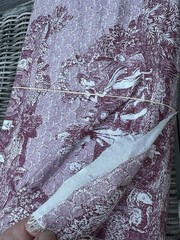 Vintage Burgundy Red French Toile de Jouy Pastoral Whimsical Cotton Fabric 9 Yds