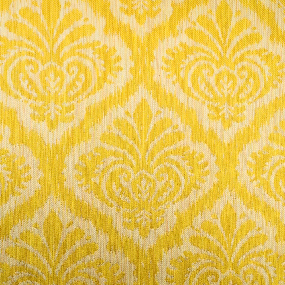 Yellow & White Sateen/Twill Weave Damask Cotton/Rayon Blend Fabric | 1.8 yds.