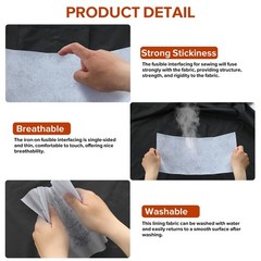 ZOMONETI Light Weight 17in x 30yd White Iron On Non-Woven Weight,