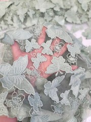 3D Butterfly Design Lace Sage Embroidered 3D Butterfly Lace By Yard For Dress