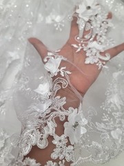 Gray Soft Silky Poly Chiffon Fabric By The Yard – Sheer Clear Sequin Embroidery
