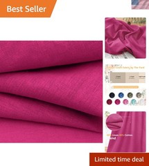 Linen Fabric by the Yard, 61 Inch Wide Hot Pink Blend Cloth, 60% Linen 40%
