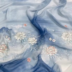 Chinese Embroidered Organza Chiffon Fabric DIY Hanfu Dress Soft Sewing Fabric