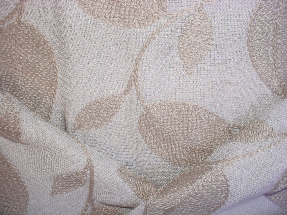 2-3/8Y 3614 Kravet 3614 Taupe Grey Embroidered Leaf Drapery Upholstery Fabric