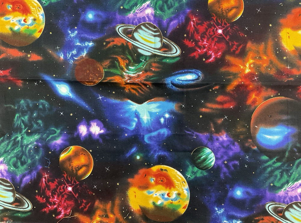 Stargazers Planets Stars Galaxy Solar System Fabric 20″ x 44″ Cotton