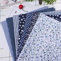 7pcs 50x50cm Cotton Fabric DIY Assorted Pre-Cut Bedding Kit (Blue)