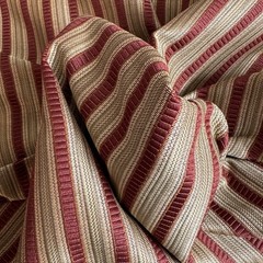2 Yards of Red and Gold Striped Woven Home Decor Fabric