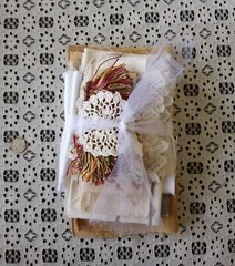Vintage Fabric SlowStitch Sewing Ephemera Kit Junk Journal Collage Embellishment