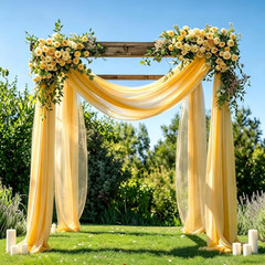 Wedding Arch Draping Fabric 28″ X19Ft, Sheer Chiffon Fabric Backdrop,1 Panel Yel