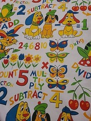 Vtg House ‘N Home Fabrics Cotton Home Decor Novelty Nursery Fabric Animals Math