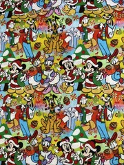 Disney Characters Christmas Custom Cotton Fabric FQ 18” By 28” New