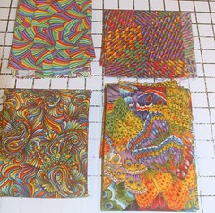 4 Fabric Quilt Material Patterns & Bright Colors Scrap Pieces Colorful Bright