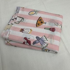 Nick & Nora MAKE UP DIVA Glamour Makeup PINK & WHITE Wide Stripe COTTON FABRIC