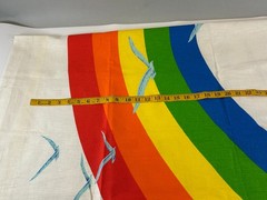 Rainbow w/ Seagulls Birds Fabric Panel Wall Hanging White Background 44″ x 54″