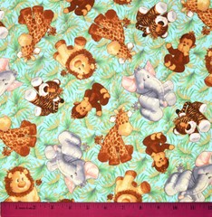 Jungle Babies Fabric – HALF YARD – 100% Cotton – Nursery Baby Safari Animals