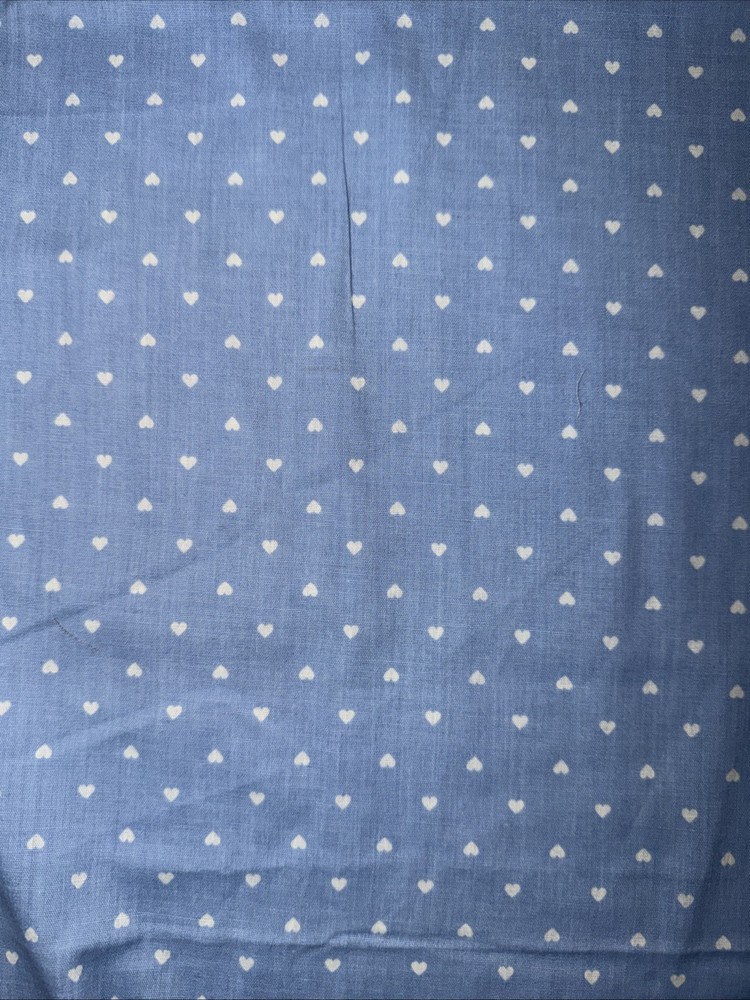 Light Blue With White Hearts Princess Fabrics Inc Cotton 32” X 46”