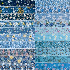 100% Cotton Jelly Roll Fabric Strips for Quilting and Sewing- Blue Sea | 40PCS 2