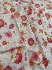 Vintage Sample Fabric 100% Estron Acetate Floral Pink Orange 45”x108”
