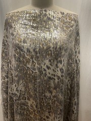 Exquisite Gold Silver Sequin Abstract Leopard Snake Fabric 1 Yard Long 56 ” Wide