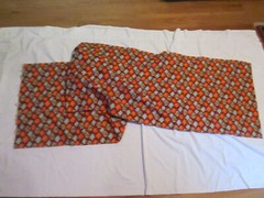 Floral Print Fabric Cotton Orange Red Blue Black White 3 Yards @ 44”