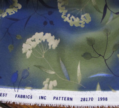 OOP Blue Green FOREST FABRICS Inc. 1997 Textured Fabric 46 x 132″