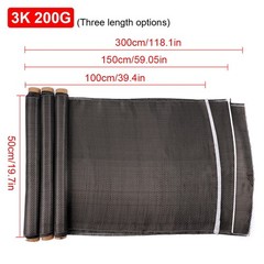 40″ – 118″ Real Carbon Fiber Fabric Cloth Roll 3k 200gsm 2×2 Twill Weave Black