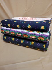 Vintage Loomskill Inc. Fabric 3 Pieces Over 6 Yards Black Yellow Purple Floral