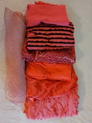 12.5+ Yards PINK Fabric Bundle – Solids Textures Stripes Embellished – Free Ship