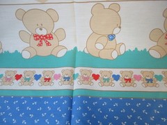 SPRINGS INDUSTIES Baby Blanket Fabric Panel Teddy Bear Alphabet 44”x35” VTG NEW