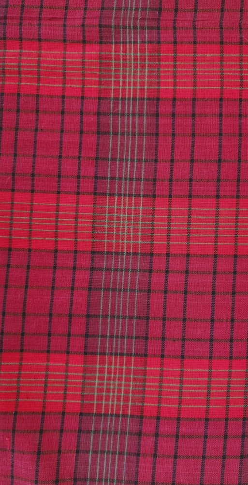 Red to Dark Red Check Fabric, by the Yard, Homespun