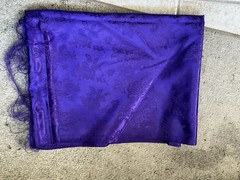 DEEP PURPLE SATIN Jacquard Brocade Fabric Rosette Floral 58 Inch Polyester, BTY