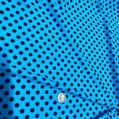 Swimwear Fabric Spandex Stretch Neon Blue Polka Dots print By Yard for Swimwear